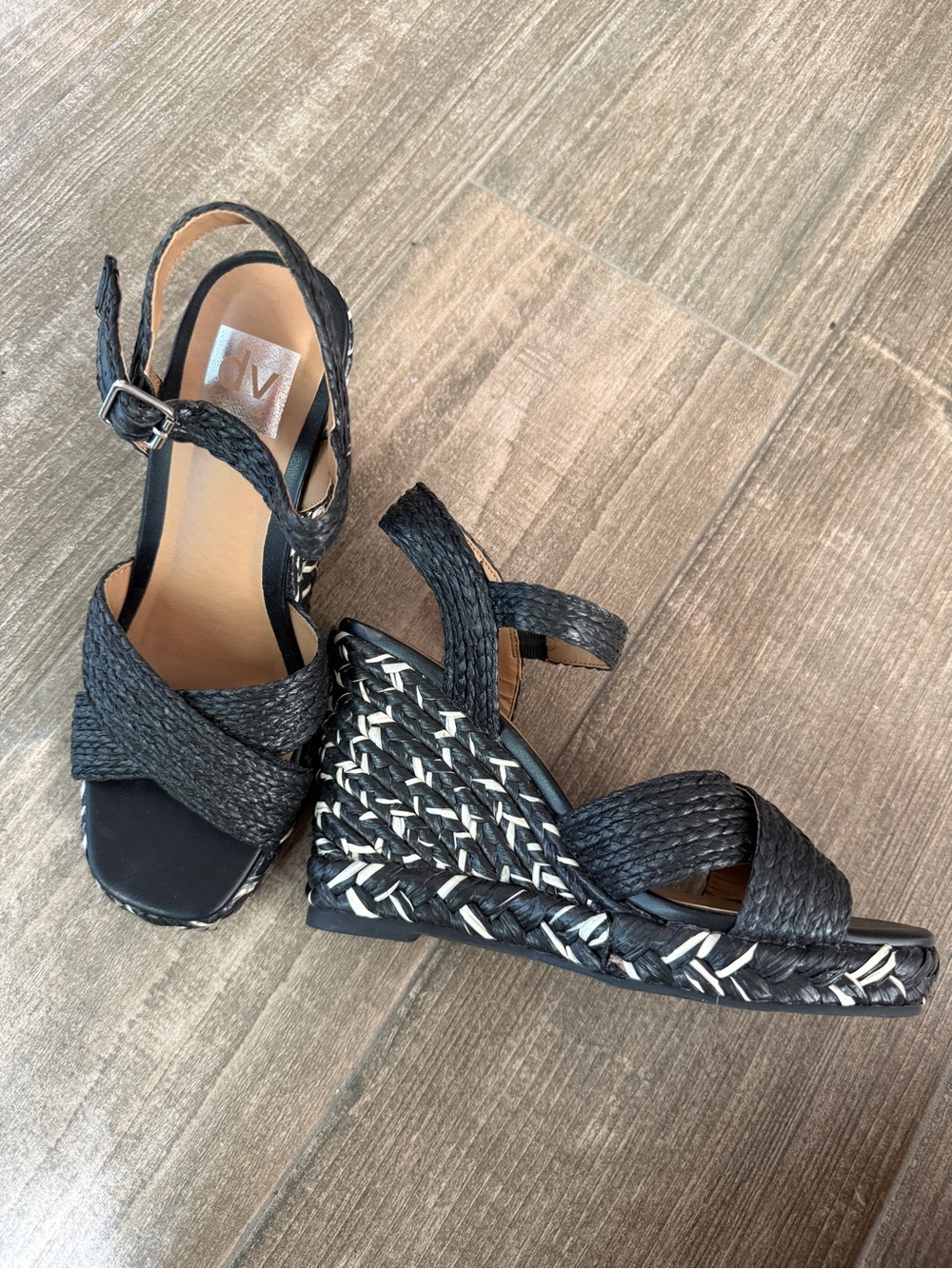 Dolce Vita Black Braided Wedge Sandals